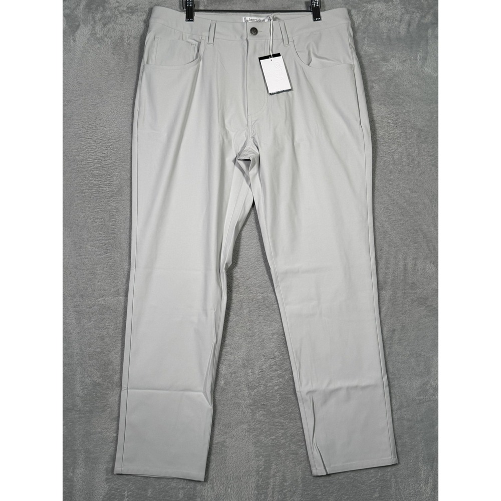 Henry Dean Pants Mens 34x28 Gray Microfiber Chino 5 Pocket Regular Fit Casual